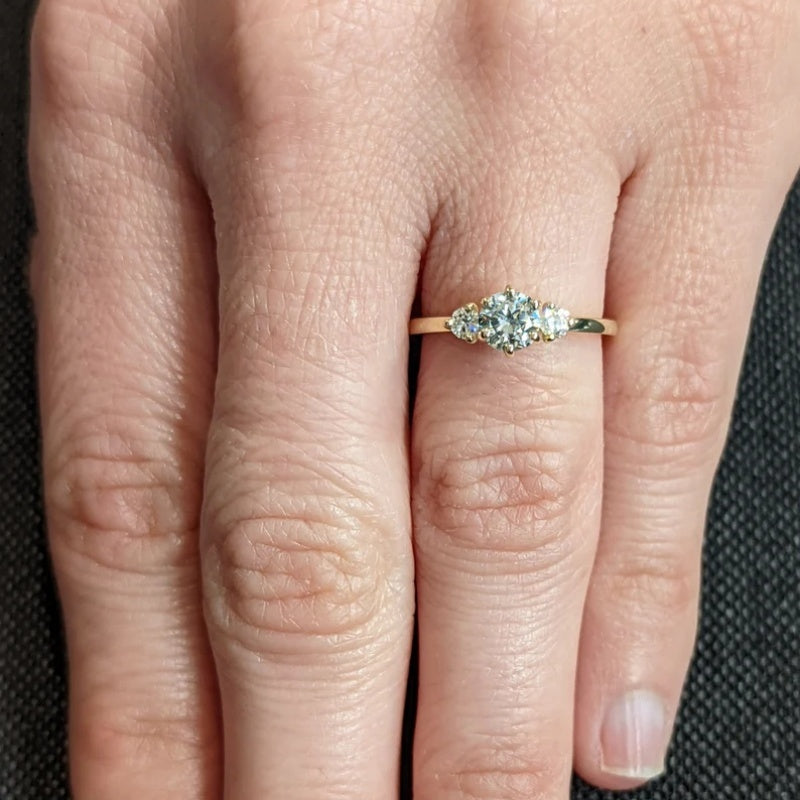 14K Gold Lab Grown Diamond CVD 1CT Round-Cut Three Stone Ladies Ring Anniversary Gift