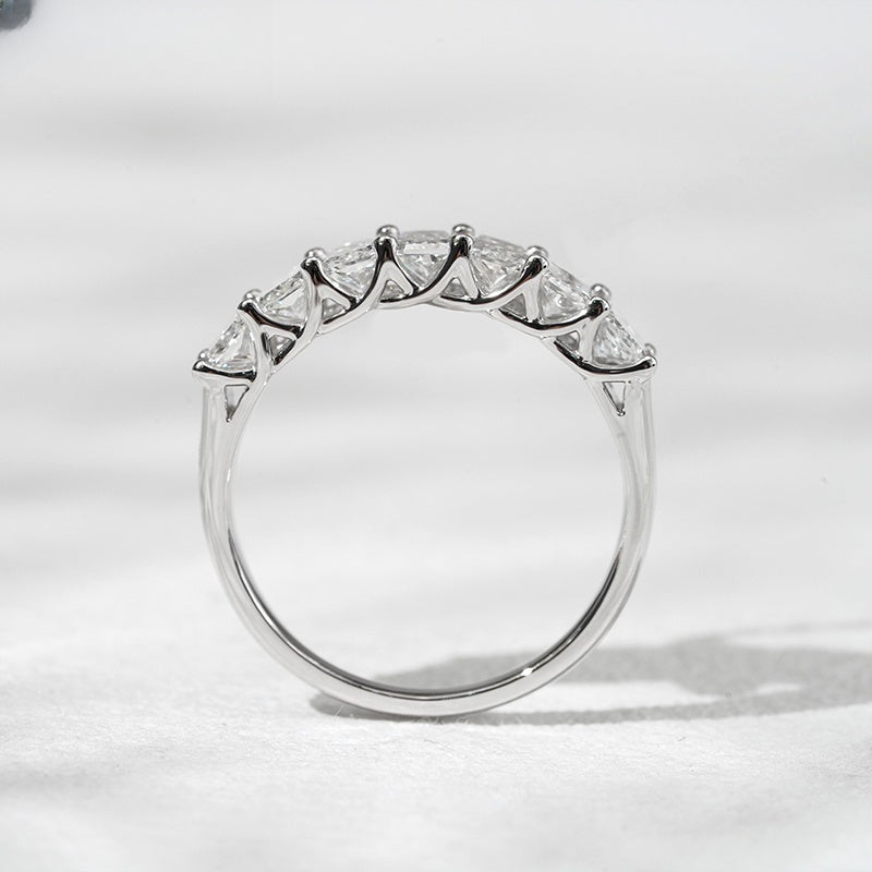 10K Gold Lab Grown Diamond CVD 3CT Oval-Cut Seven Stone Pave Anniversary Ring