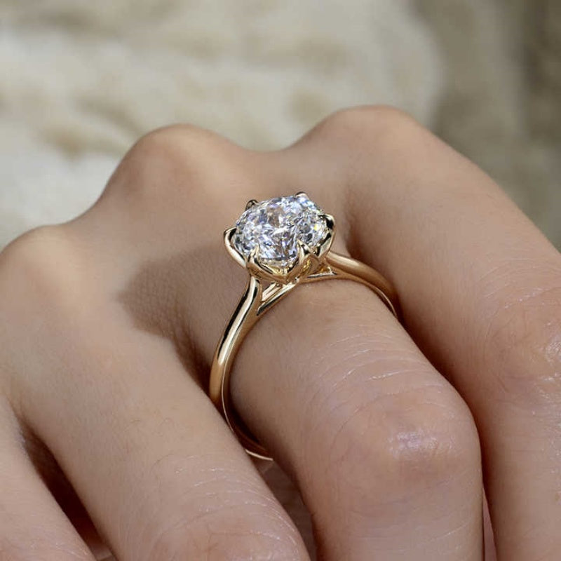 10K Gold Lab Grown Diamond CVD 2CT Round-Cut Six Prong Classic Anniversary Ring