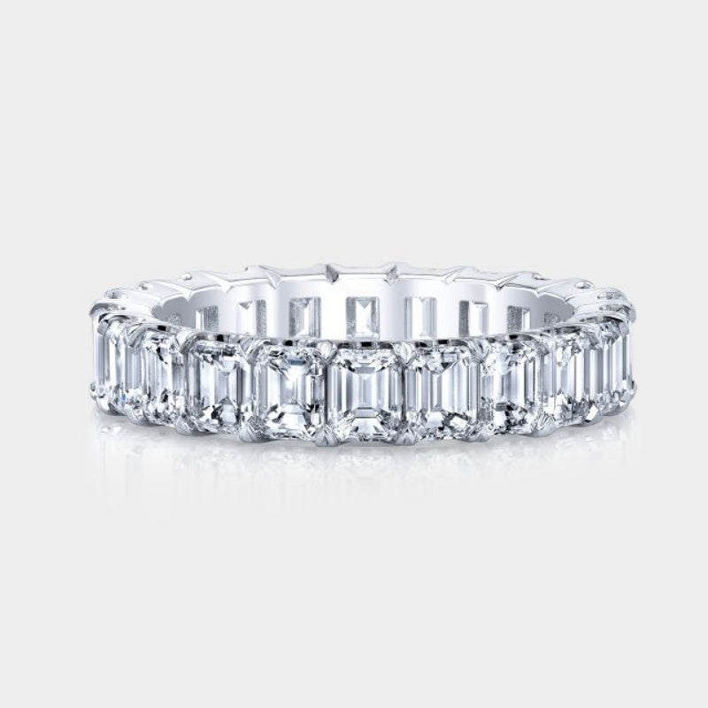 10K Gold Lab Grown Diamond CVD 3.5CT Oval-Cut Full Eternity Step Design Anniversary Ring