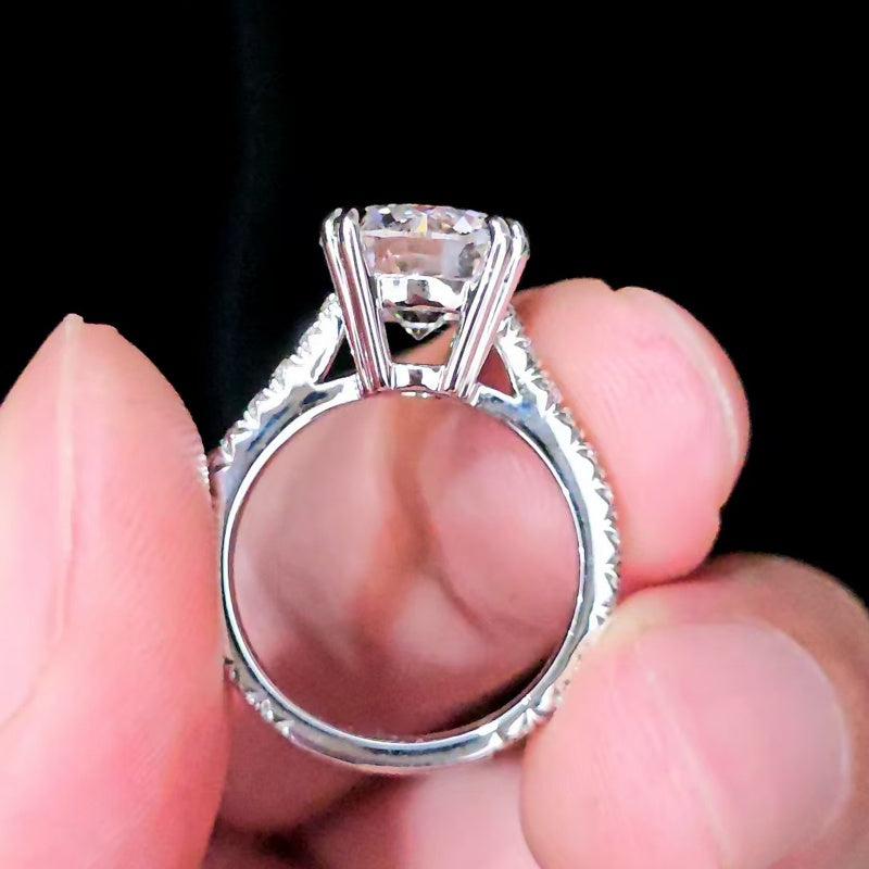 14K Gold Lab Grown Diamond CVD 1.5CT Round-Cut Eagle Claw Pave Engagement Ring
