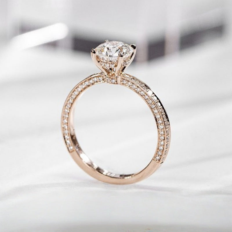10K Gold Lab Grown Diamond CVD 1CT Round-Cut Vintage Royal Style Engagement Ring