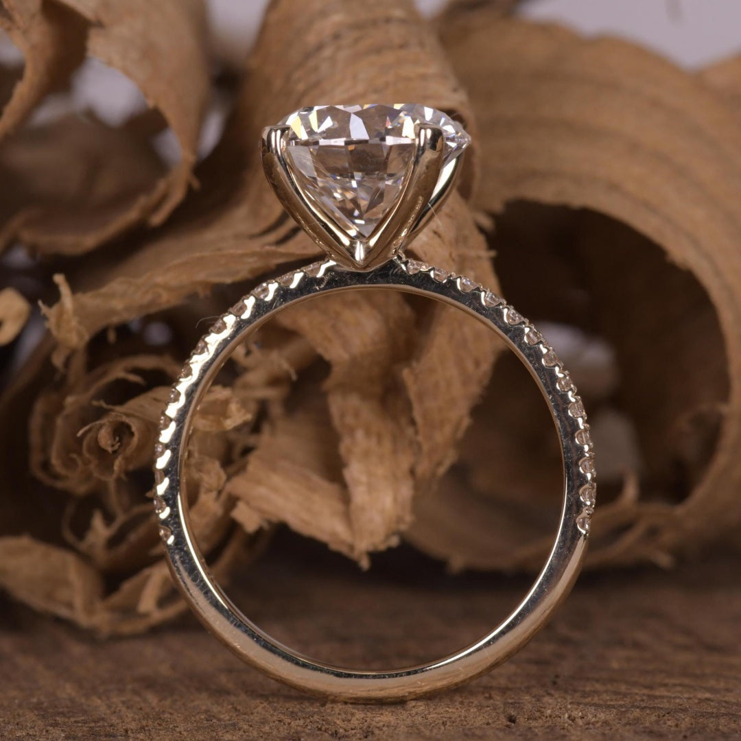 18K Gold Lab Grown Diamond CVD 2.5CT Round-Cut Couple Promise Classic Gift
