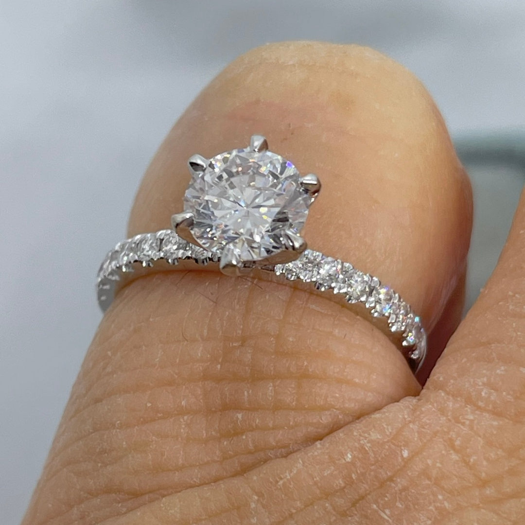 14K Gold Lab Grown Diamond CVD 2CT Round-Cut Six Prong Promise Ring