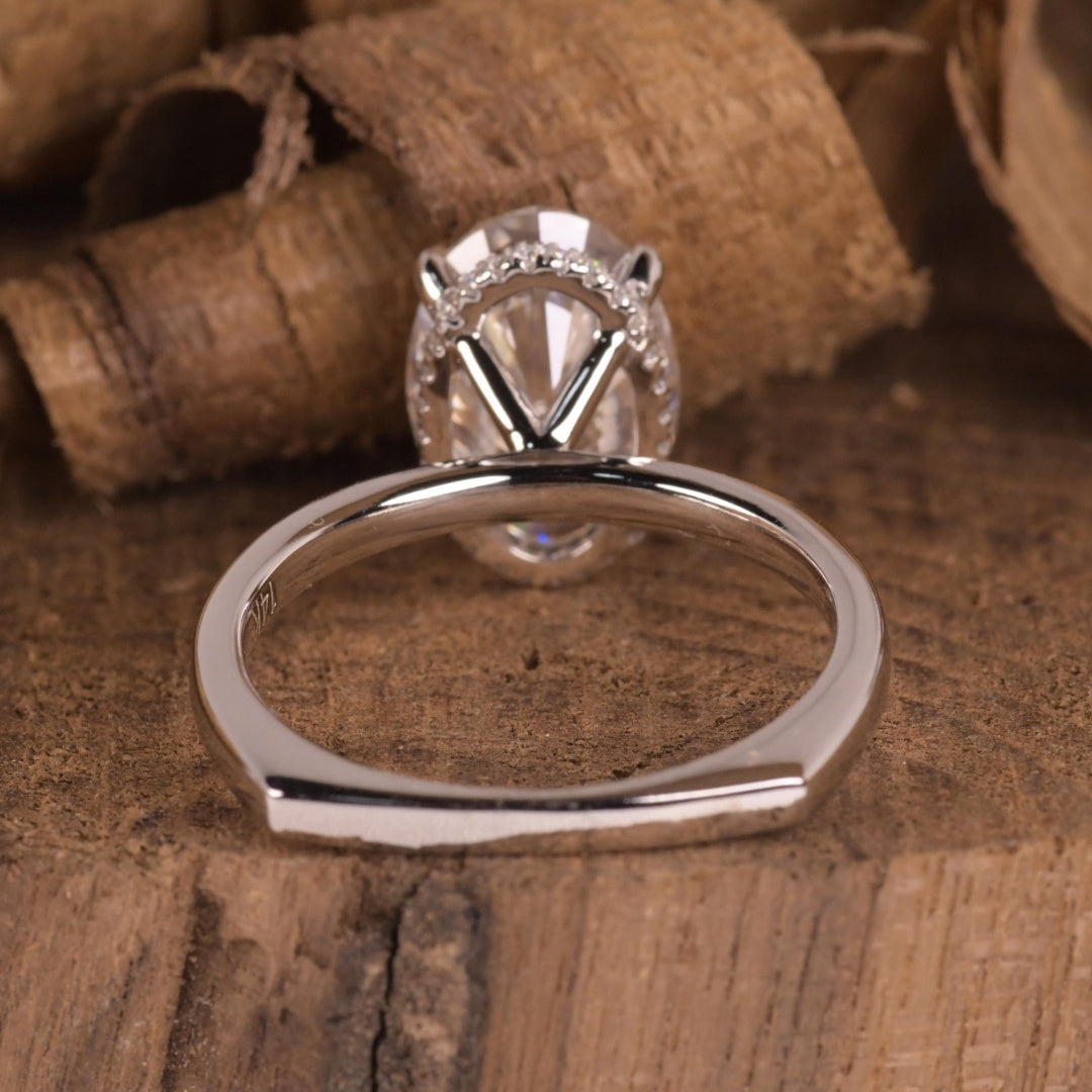 14K Gold Lab Grown Diamond CVD 3CT Radiant-Cut Euro Shank Hidden Halo Classic Ring