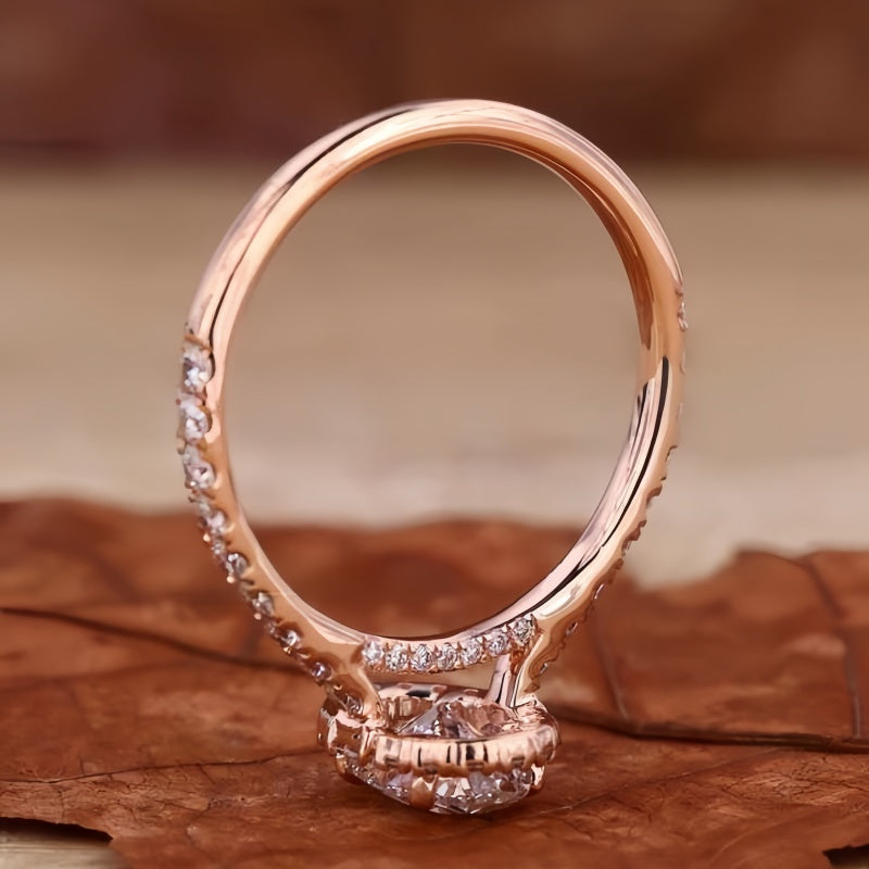 10K Gold Lab Grown Diamond CVD 1.5CT Oval-Cut Halo Half Etrenity Engagement Ring