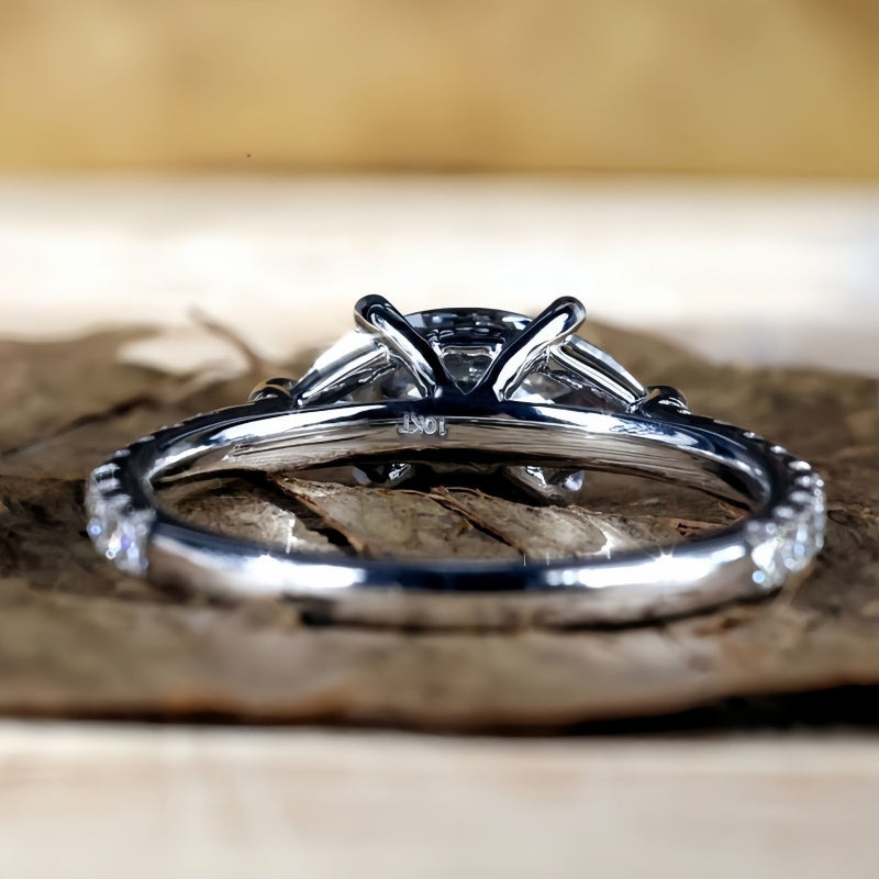 10K Gold Lab Grown Diamond CVD 1CT Marquise-Cut Six Prong Promise Ring Anniversary Gift for Her