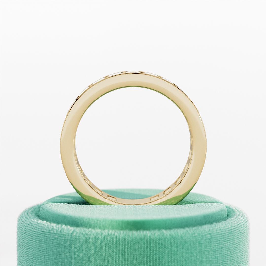 10K Gold Lab Grown Diamond CVD 3CT Emerald-Cut Channel Set Unique Wedding Band