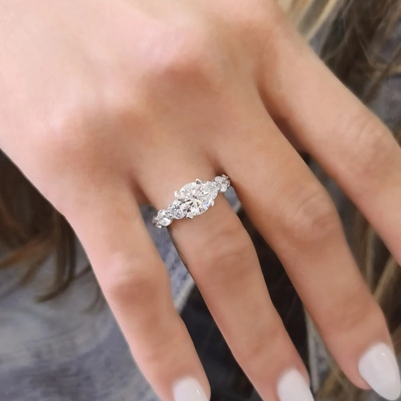 14K Gold Lab Grown Diamond CVD 2CT Round-Cut Clarity Engagement Ring