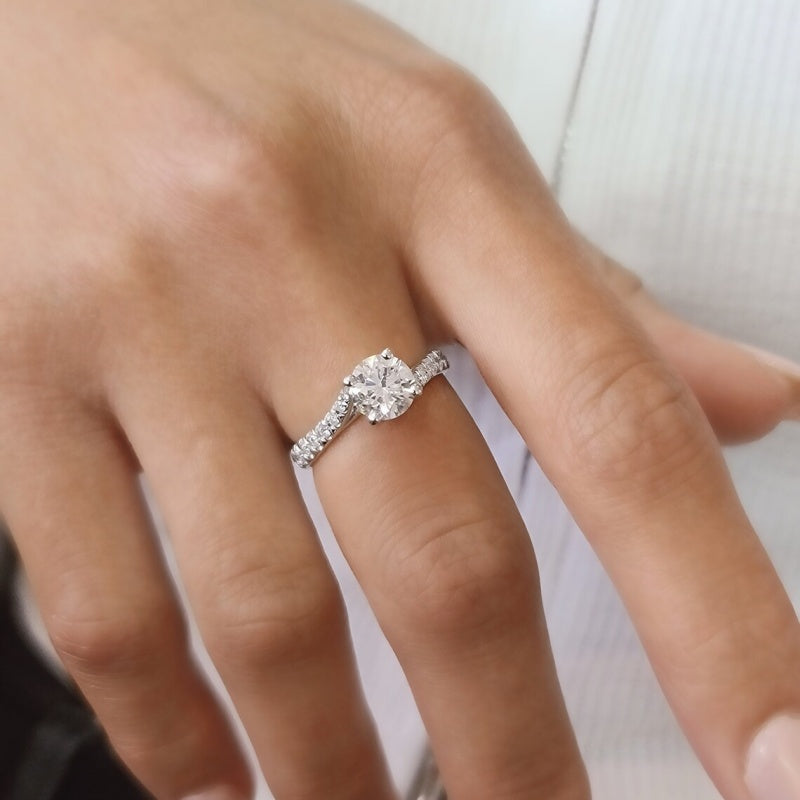 10K Gold Lab Grown Diamond CVD 1.5CT Round-Cut Unique Twist Wedding Ring