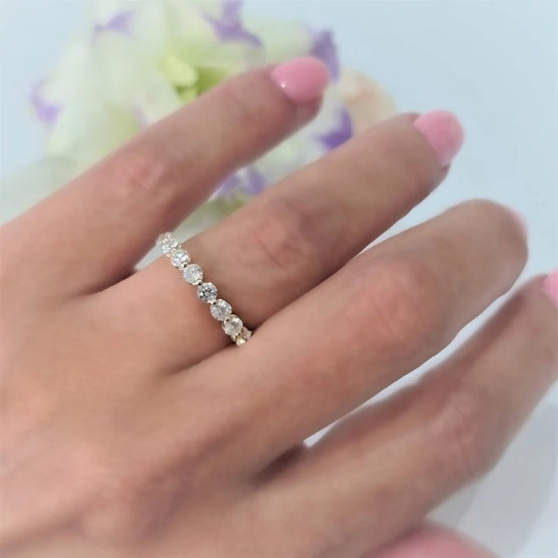 10K Gold Lab Grown Diamond CVD 1CT Round-Cut Eternity Wedding Band