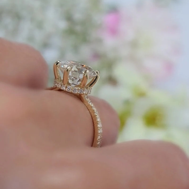 14K Gold Lab Grown Diamond CVD 2CT Round-Cut With Basket Set Engagement Ring