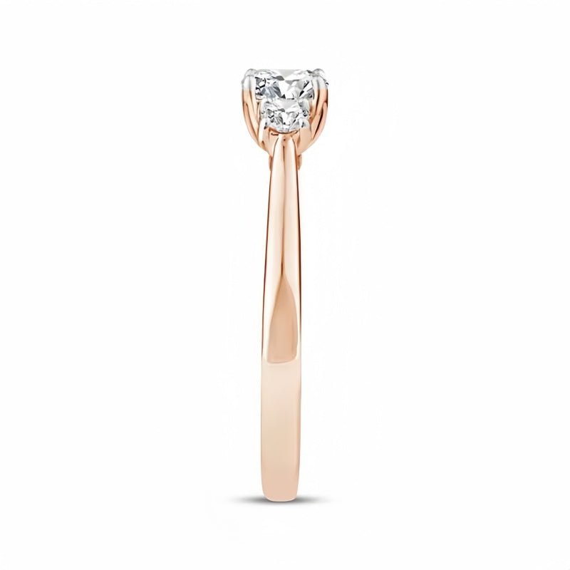 10K Gold Lab Grown Diamond CVD 1CT Oval-Cut Three Stone Unique Pave Wedding Ring