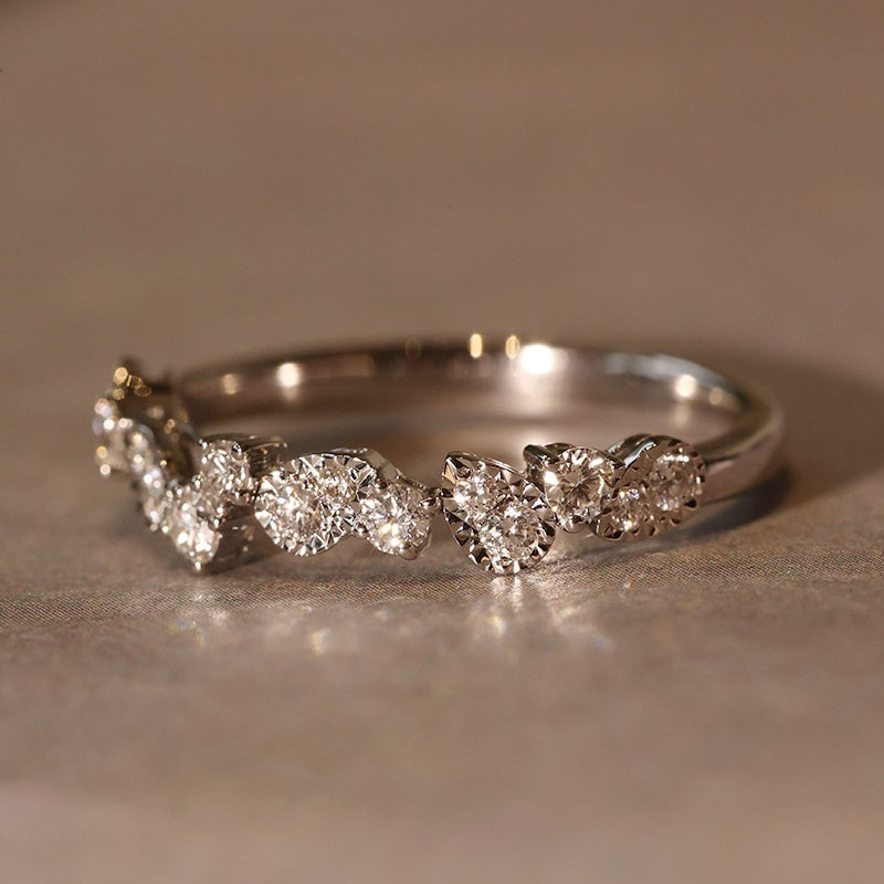 18k Gold Diamond Promise Ring For Women Custom Gift