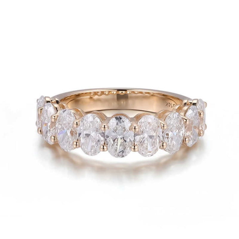 10K Gold Lab Grown Diamond CVD 2.5CT Oval-Cut Half Etrenity Anniversary Ring