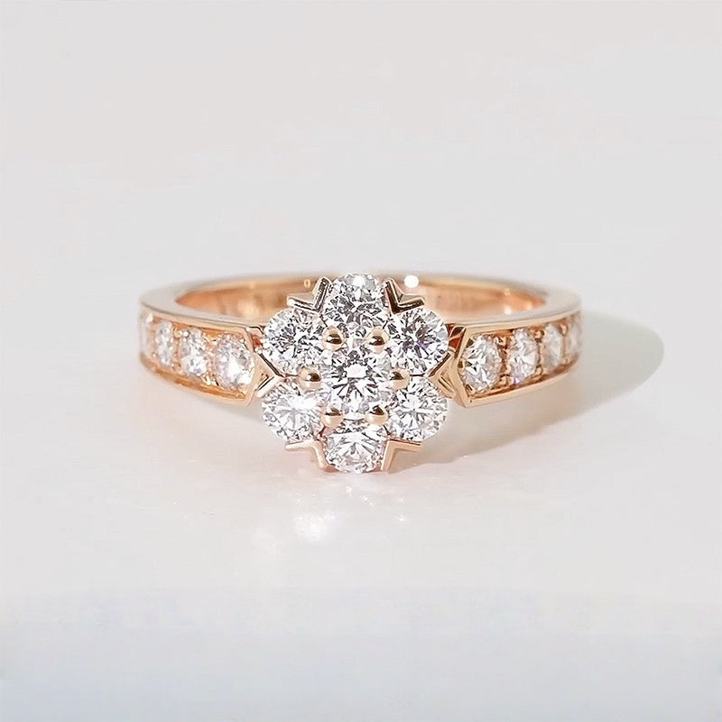 18k Gold Lab Grown Diamond CVD Bezel-Set With Sunflower Engagement Ring