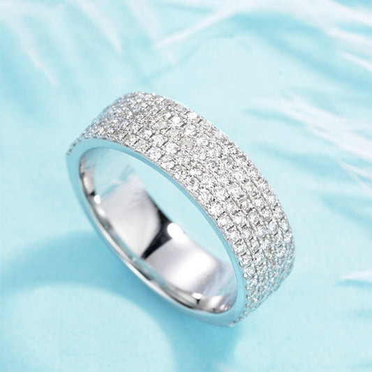 14K Gold Lab Grown Diamond CVD 2.5CT Round-Cut Wide Band Half Pave Setting Anniversary Ring