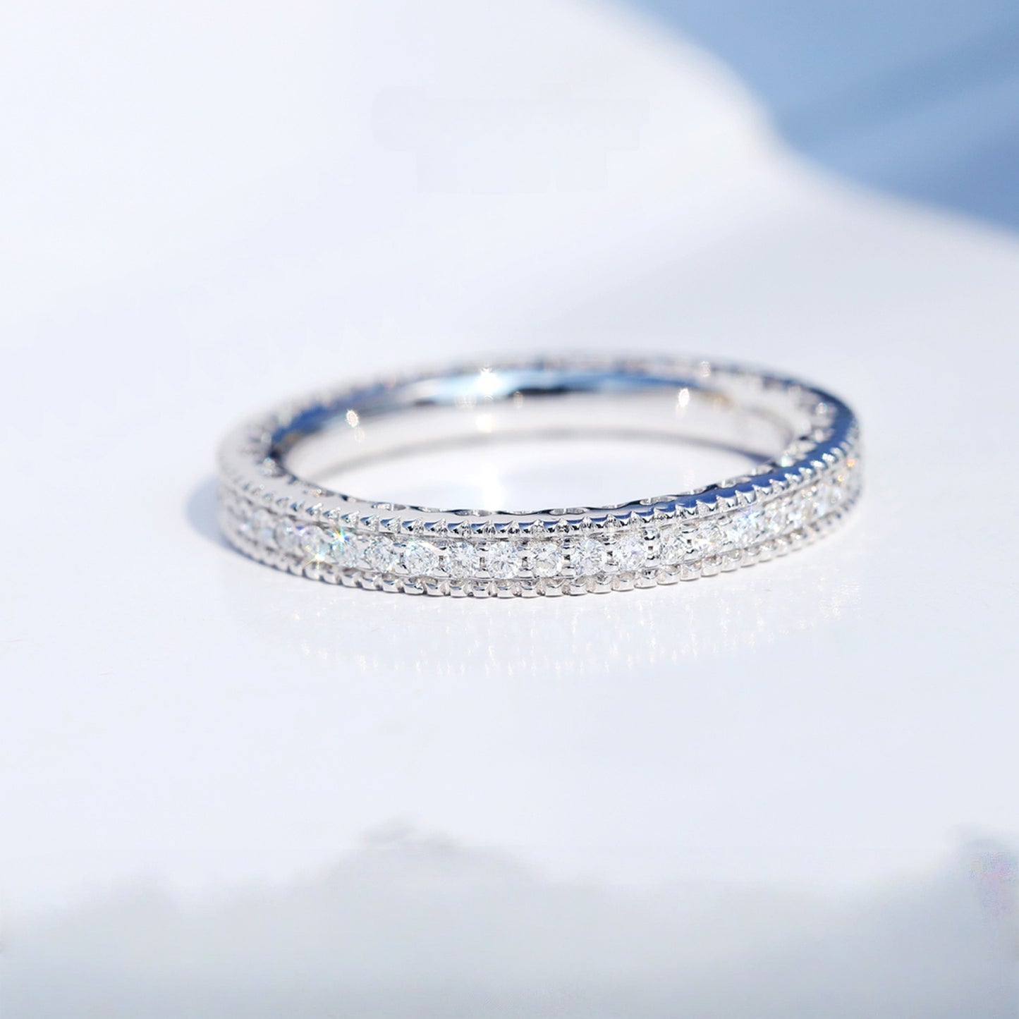 14K Gold Lab Grown Diamond CVD 1CT Round-Cut Full Eternity Band For Daily Wear