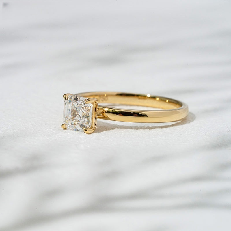 18K Gold Lab Grown Diamond CVD 1CT Asscher-Cut Wedding Ring