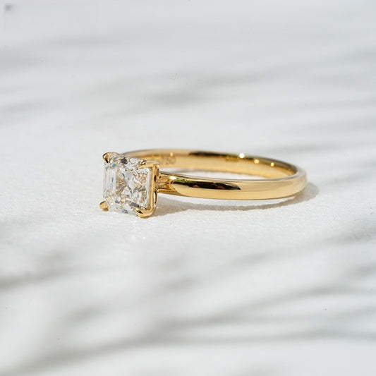 18K Gold Lab Grown Diamond CVD 1CT Asscher-Cut Wedding Ring