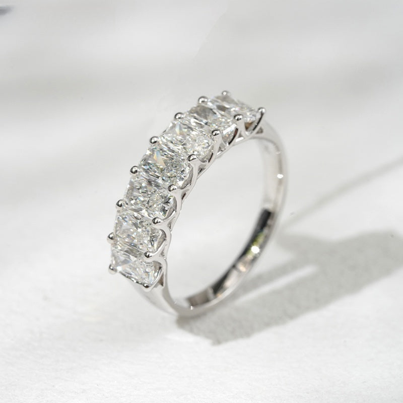 10K Gold Lab Grown Diamond CVD 3CT Oval-Cut Seven Stone Pave Anniversary Ring