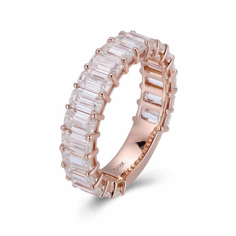 10K Gold Lab Grown Diamond CVD 2CT Emerald-Cut Pave Band Engagement Ring