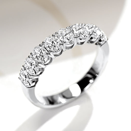 14K Gold Lab Grown Diamond CVD 2.5CT Oval-Cut Half Etrenity Engagement Ring