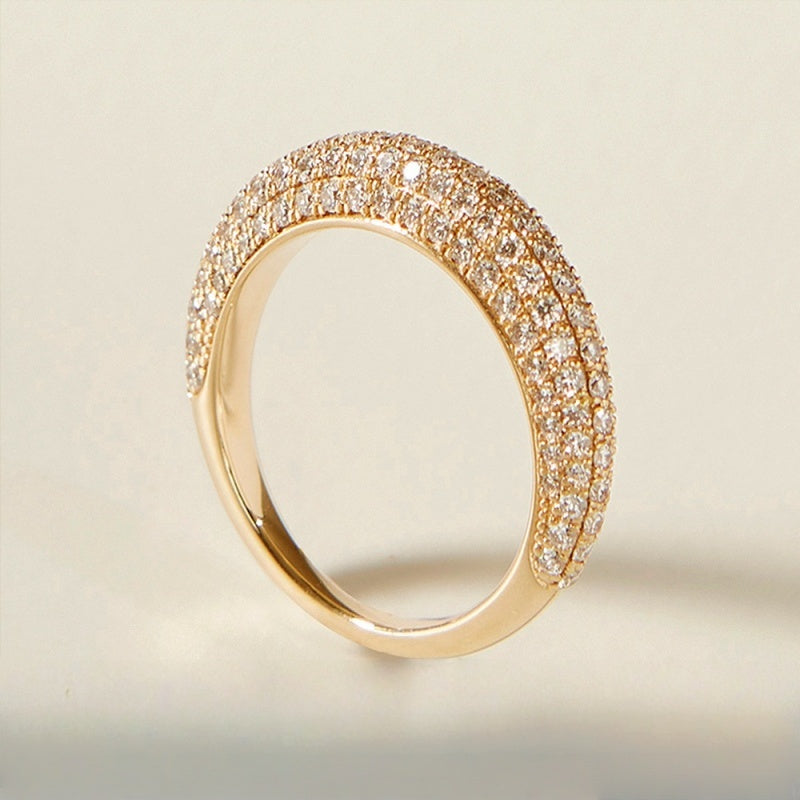 18k Gold Lab Grown Diamond CVD Classic Half-Circle Diamond Ring
