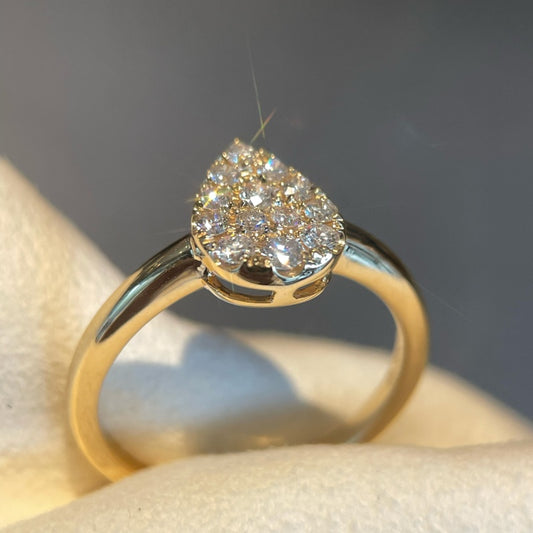 14K Gold Lab Grown Diamond CVD 1.2CT Round-Cut Romantic Heart Shaped Cluster Design Engagement Ring