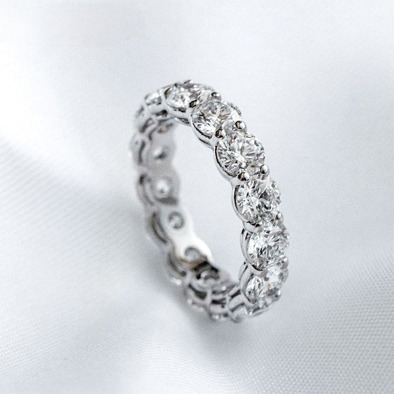 10K Gold Lab Grown Diamond CVD 3CT Round-Cut Full Eternity Design Featuring Anniversary Ring