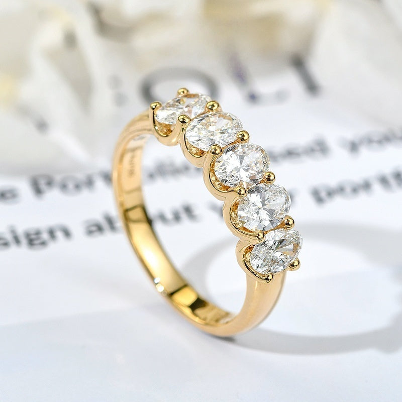 18K Gold Lab Grown Diamond CVD 5-Oval Classic Ring