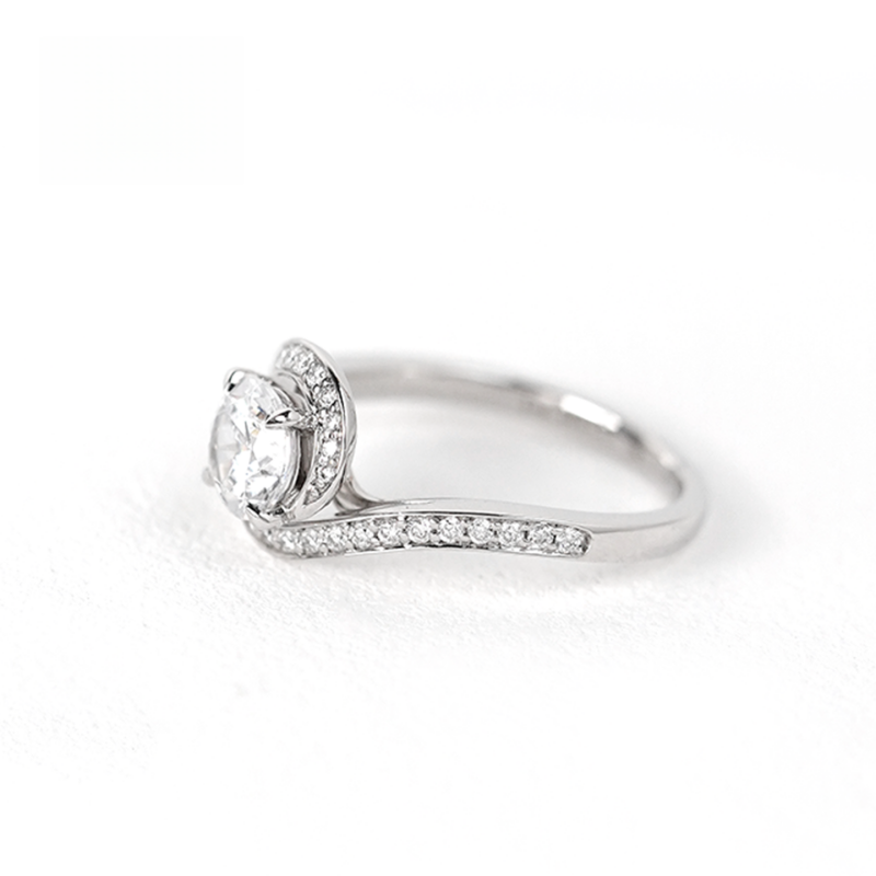 10K Gold Lab Grown Diamond CVD 1CT Round-Cut Twist Pave Anniversary Ring