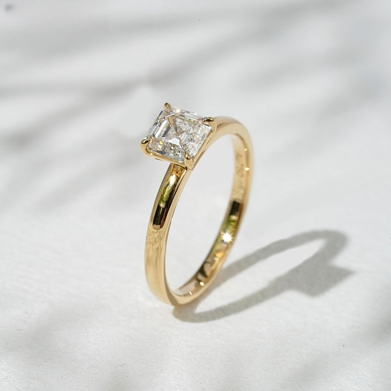 18K Gold Lab Grown Diamond CVD 1CT Asscher-Cut Wedding Ring