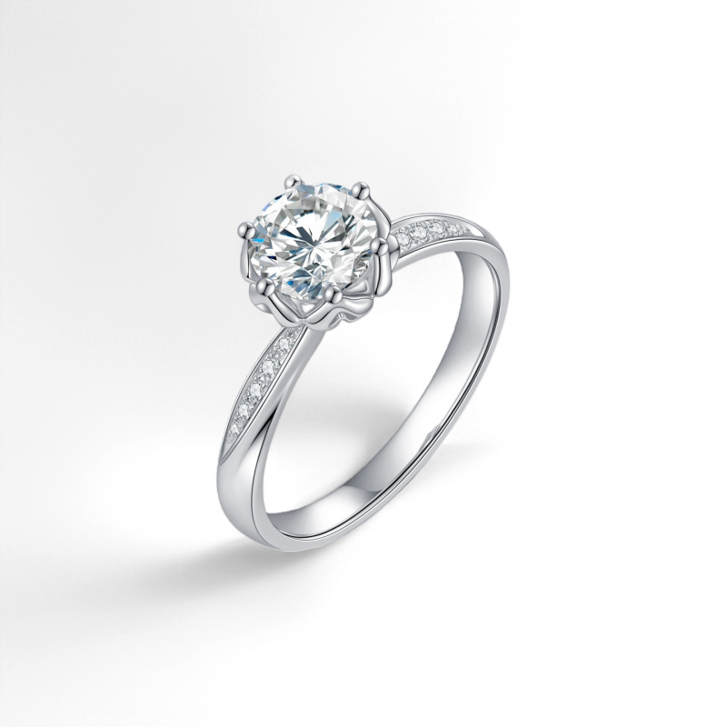 10K Gold Lab Grown Diamond CVD 1.5CT Round-Cut Simple and Stylish Engagement Ring