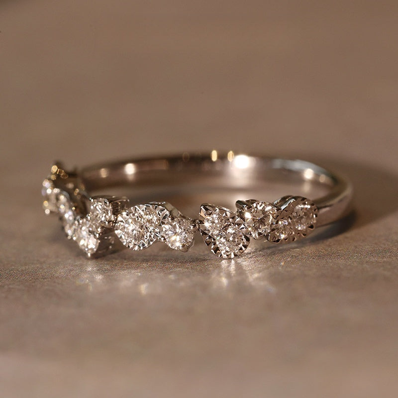 18k Gold Diamond Promise Ring For Women Custom Gift