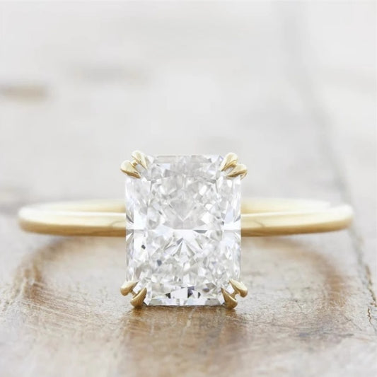 18k Gold Lab Grown Diamond CVD 1.5CT Radiant-Cut 8 Prong Setting Classic Ring