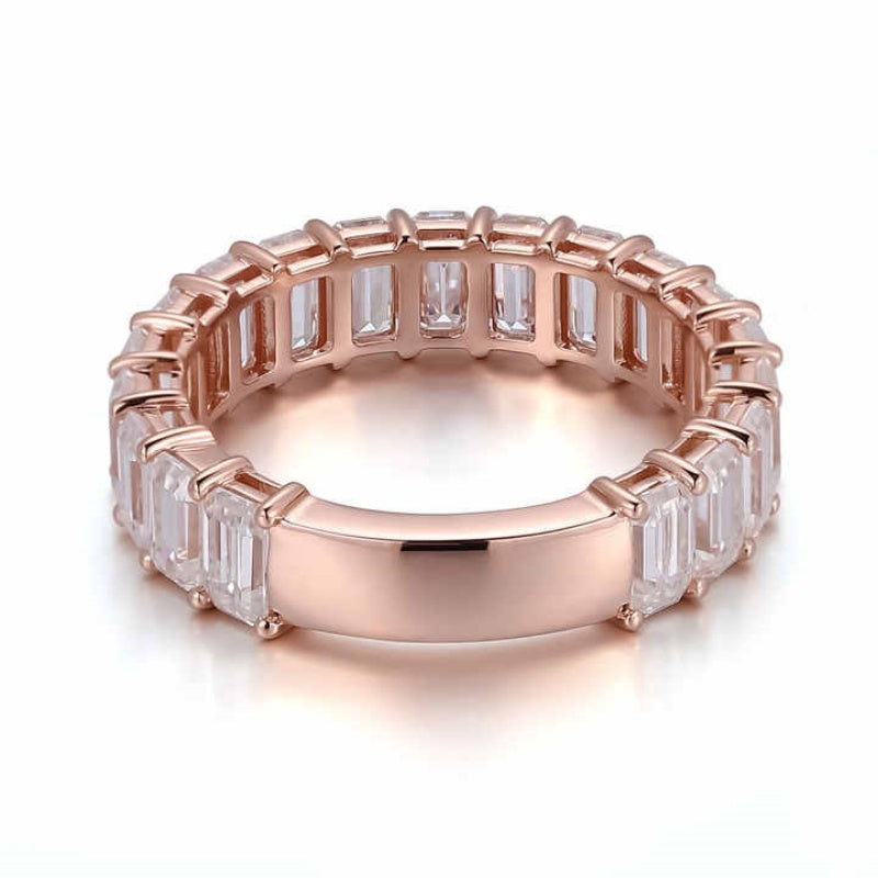10K Gold Lab Grown Diamond CVD 2CT Emerald-Cut Pave Band Engagement Ring