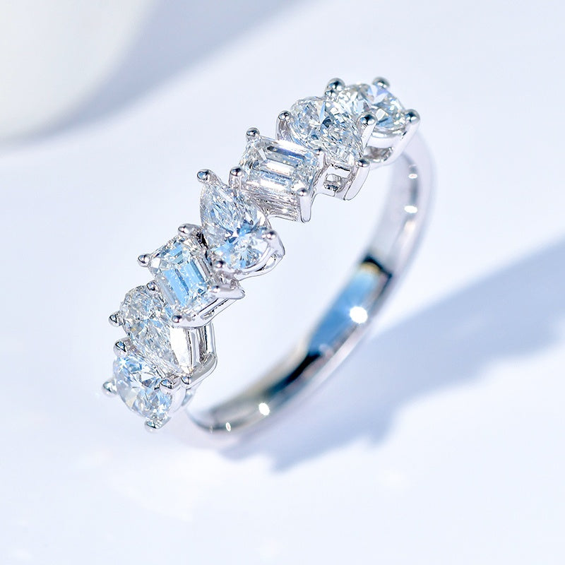 10K Gold Lab Grown Diamond CVD Various Shapes Half Eternity Engagement Ring