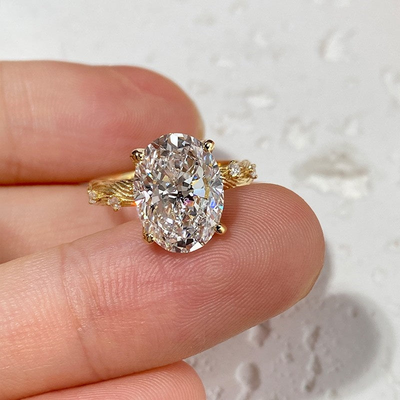 18k Gold Lab Grown Diamond CVD 3CT Oval-Cut Wedding Ring