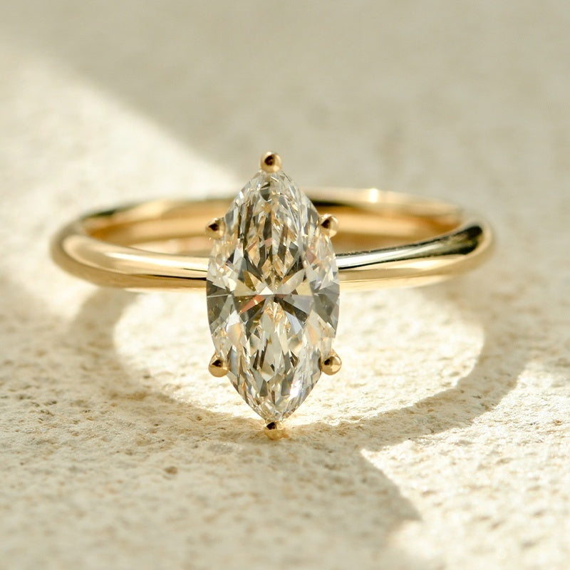 18k Gold Lab Grown Diamond CVD 1.5CT Marquise-Cut New Minimalist Style For Wedding
