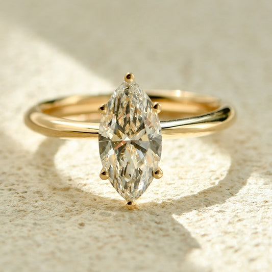 18k Gold Lab Grown Diamond CVD 1.5CT Marquise-Cut New Minimalist Style For Wedding