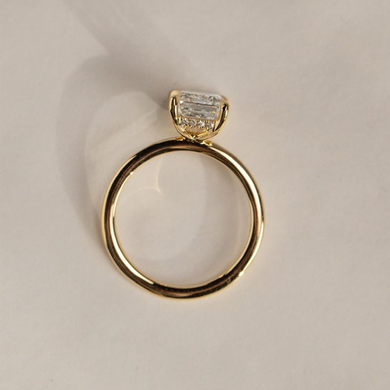 18k Gold Lab Grown Diamond CVD 3CT Emerald-Cut Classic Wedding Ring
