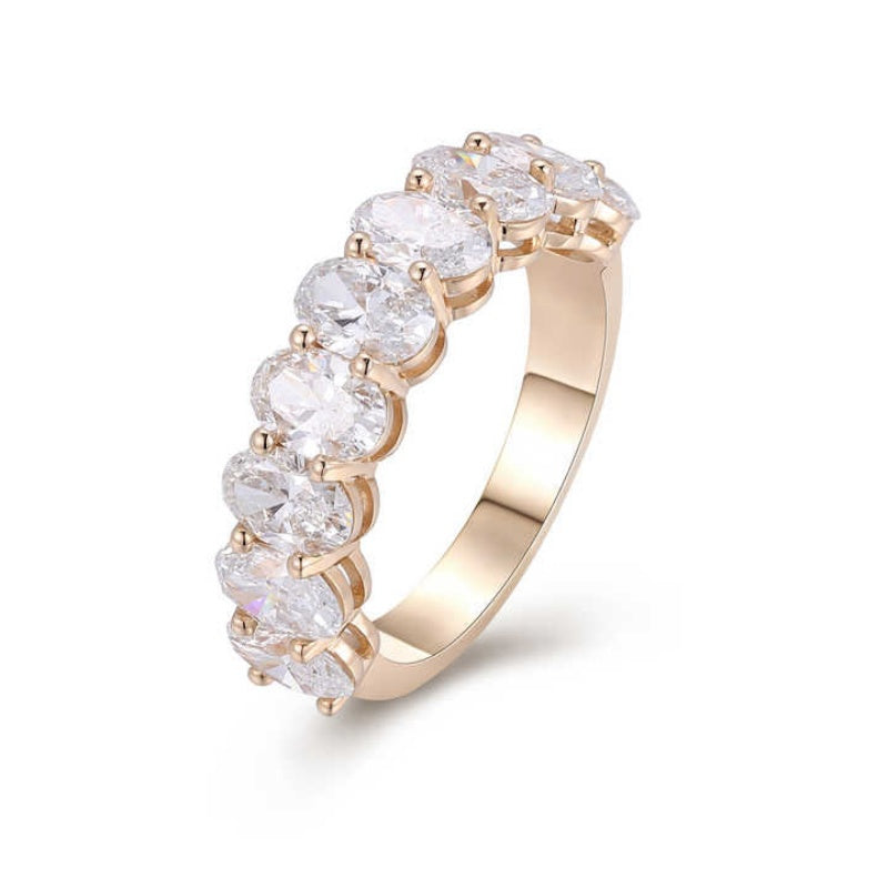 10K Gold Lab Grown Diamond CVD 2.5CT Oval-Cut Half Etrenity Anniversary Ring