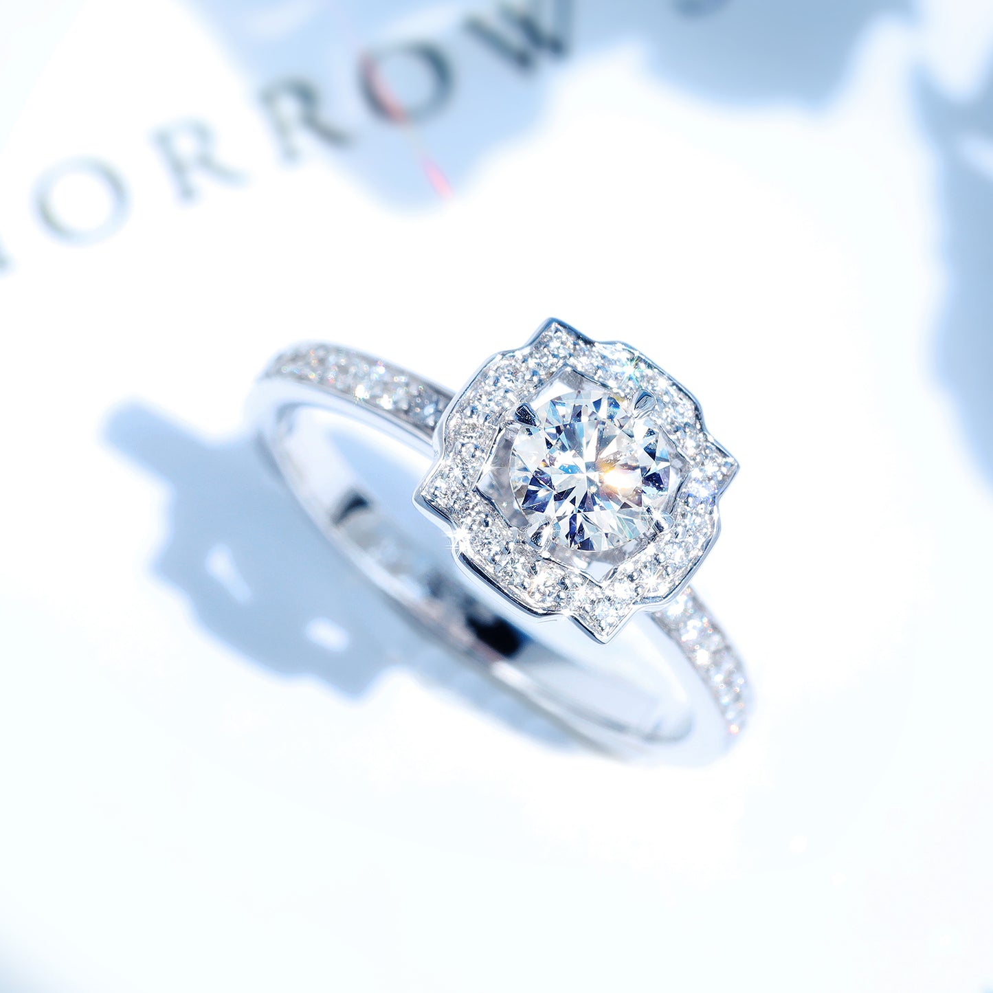 10K Gold Lab Grown Diamond CVD 1CT Round-Cut Floral Halo Romantic Ring For Anniversary Gift