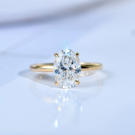 18K Gold Lab Grown Diamond CVD 3CT Oval-Cut Classic Style For Wedding