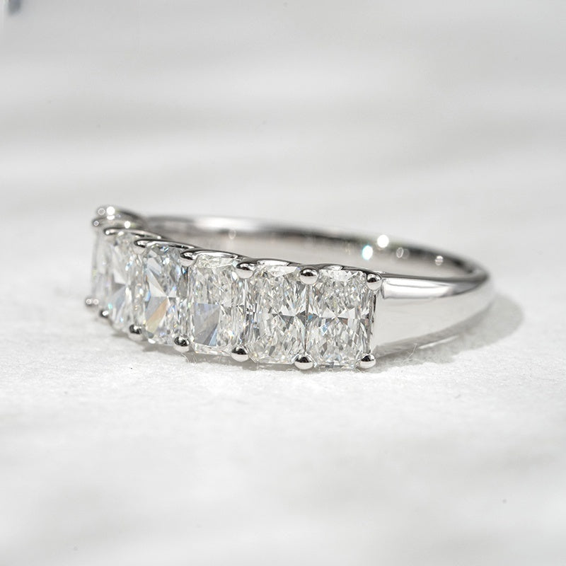 10K Gold Lab Grown Diamond CVD 3CT Oval-Cut Seven Stone Pave Anniversary Ring