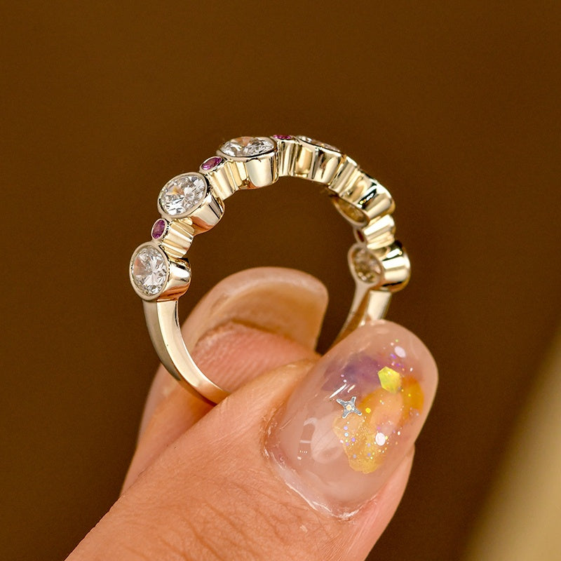 14K Gold Lab Grown Diamond CVD 2CT Oval-Cut Pave Band Eternity Engagement Ring
