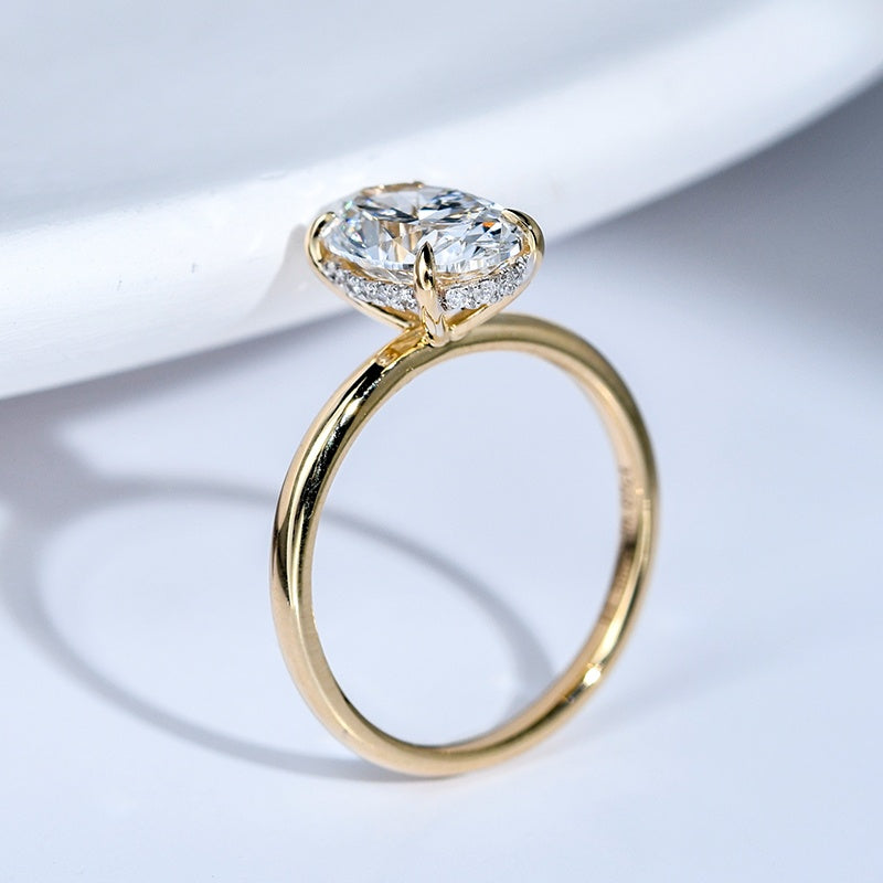18K Gold Lab Grown Diamond CVD 3CT Oval-Cut Classic Style For Wedding