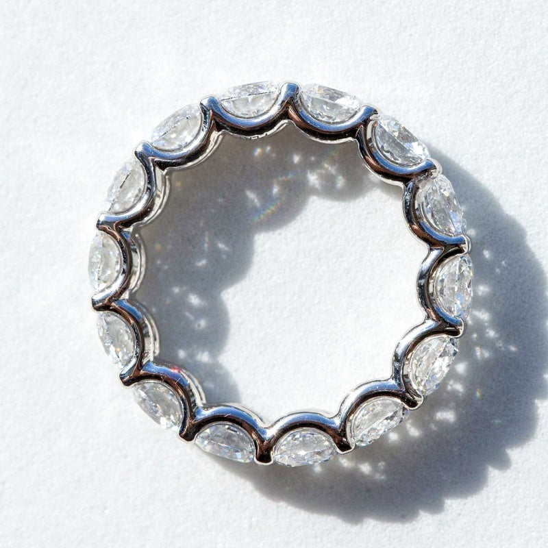 10K Gold Lab Grown Diamond CVD 3CT Round-Cut Full Eternity Design Featuring Anniversary Ring