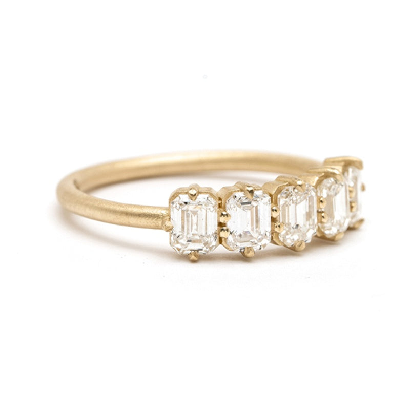 18k Gold Lab Grown Diamond CVD Five-Diamond Emerald Cut Ring For Women Wedding